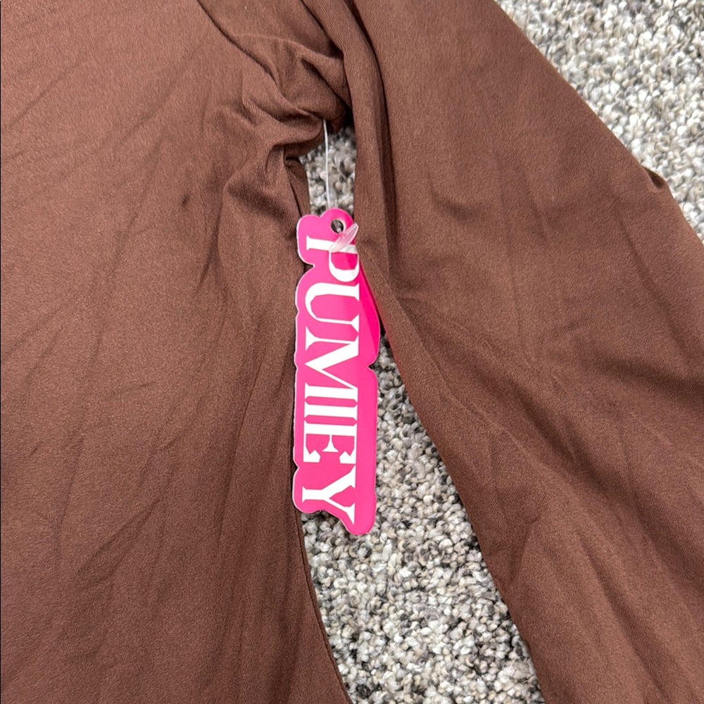 Pumiey Brown Fitted Long-sleeve Bodysuit ~ Women's Size Small - Picture 3 of 5
